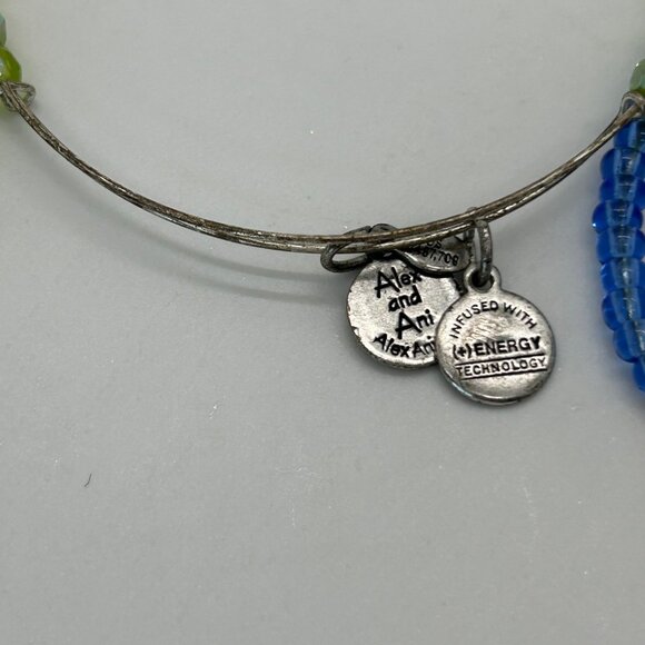 Lot Of 6 Alex & Ani Silver-Tone Bracelets 3 Charm & 3 Beaded Designs - Picture 4 of 16